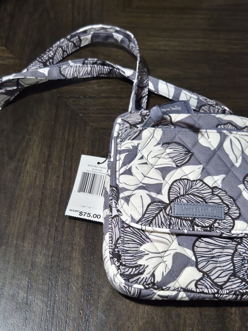 Vera Bradley Gray Floral Quilted Crossbody Bag